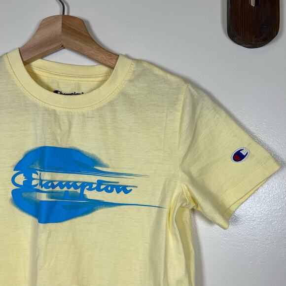 Boys Yellow and Blue Champion T-Shirt Size Medium - Picture 4 of 4